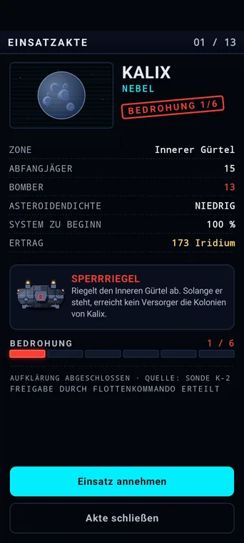 Astracore Einsatzakte vor dem Start